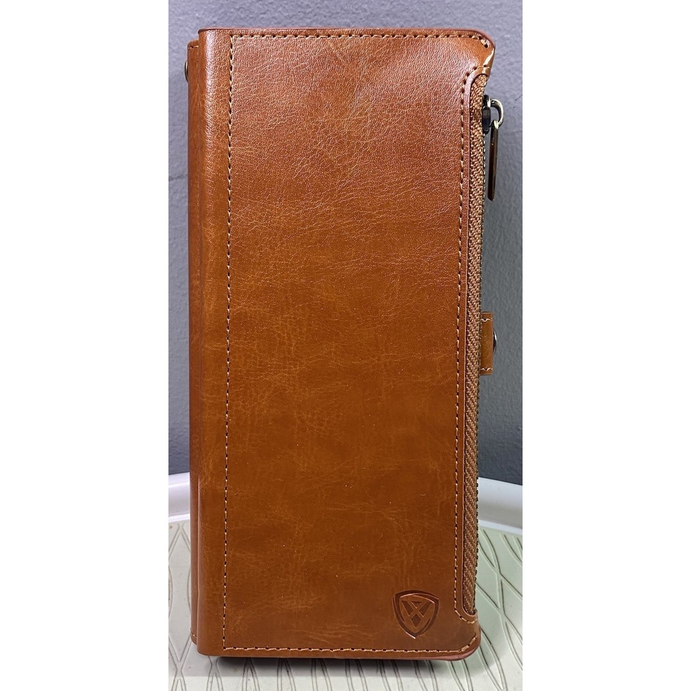 Xcase Bar Brown Leather Phone Case/Wallet/Stand For iPhone 13 Pro Max 6.75x3.25"